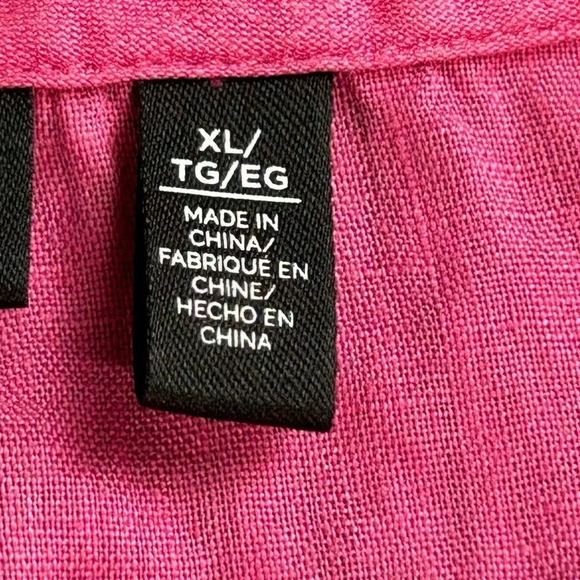 Rafaella Pink Linen Lace Up Neckline Tunic Top‎ Coastal Beachy Travel Breathable - Picture 8 of 10